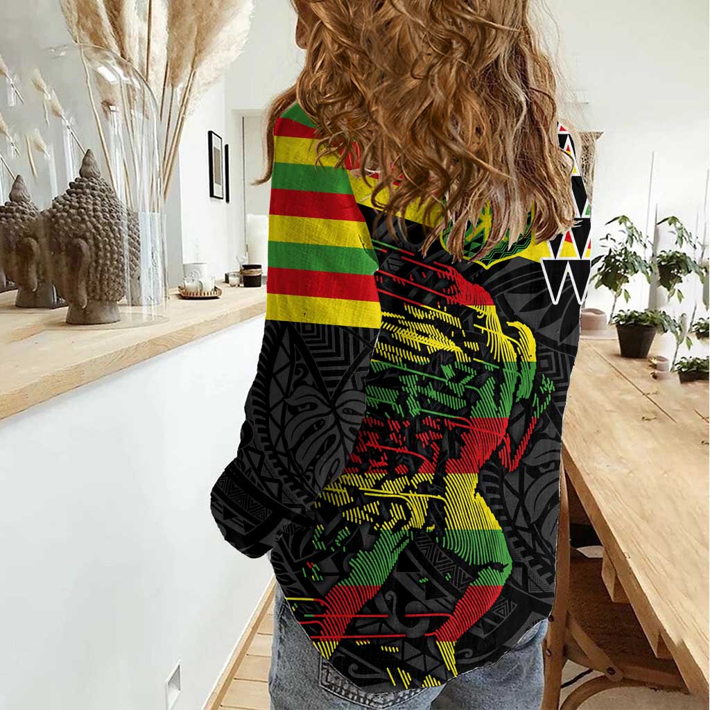 Kanaka Maoli Running Women Casual Shirt Kakau Pattern with Kanaka Maoli Flag Color LT03 - Polynesian Pride