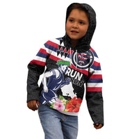 Honolulu Running Race Kid Hoodie Hawaii Marathon Kakau Art with Hibiscus and National Flag Style