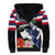 Honolulu Running Race Sherpa Hoodie Hawaii Marathon Kakau Art with Hibiscus and National Flag Style