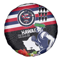 Honolulu Running Race Spare Tire Cover Hawaii Marathon Kakau Art with Hibiscus and National Flag Style