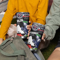 Honolulu Running Race Tumbler Cup Hawaii Marathon Kakau Art with Hibiscus and National Flag Style