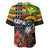 Kanaka Maoli Ikaika Warrior Baseball Jersey Hibiscus Kakau Art and Tapa Tribal Pattern