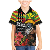 Kanaka Maoli Ikaika Warrior Family Matching Mermaid Dress and Hawaiian Shirt Hibiscus Kakau Art and Tapa Tribal Pattern LT03 Son's Shirt Black - Polynesian Pride