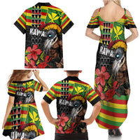 Kanaka Maoli Ikaika Warrior Family Matching Summer Maxi Dress and Hawaiian Shirt Hibiscus Kakau Art and Tapa Tribal Pattern LT03 - Polynesian Pride