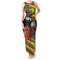 Kanaka Maoli Ikaika Warrior Family Matching Tank Maxi Dress and Hawaiian Shirt Hibiscus Kakau Art and Tapa Tribal Pattern LT03 Mom's Dress Black - Polynesian Pride