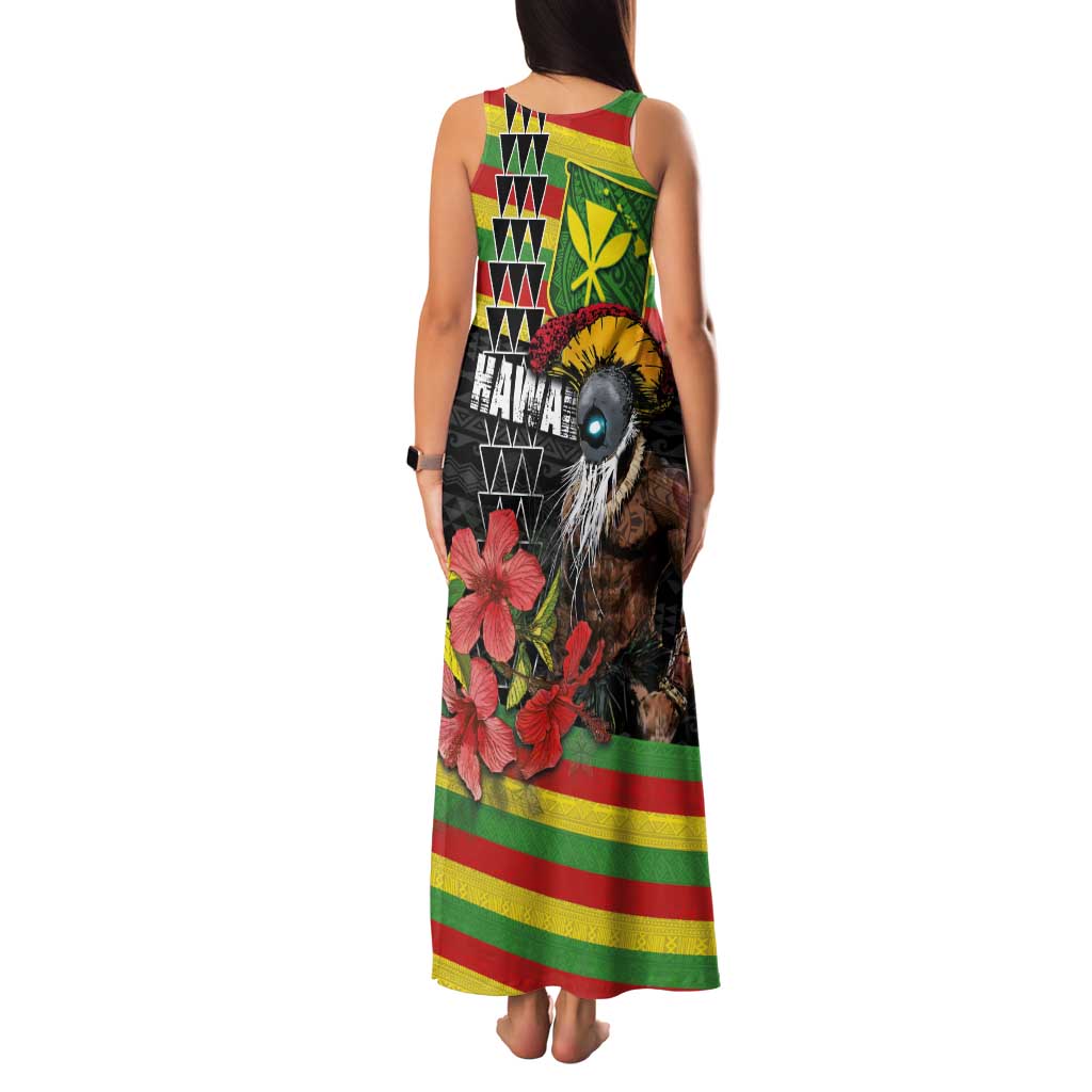 Kanaka Maoli Ikaika Warrior Family Matching Tank Maxi Dress and Hawaiian Shirt Hibiscus Kakau Art and Tapa Tribal Pattern LT03 - Polynesian Pride