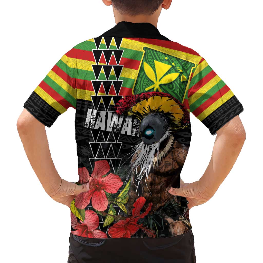 Kanaka Maoli Ikaika Warrior Kid Hawaiian Shirt Hibiscus Kakau Art and Tapa Tribal Pattern LT03 - Polynesian Pride