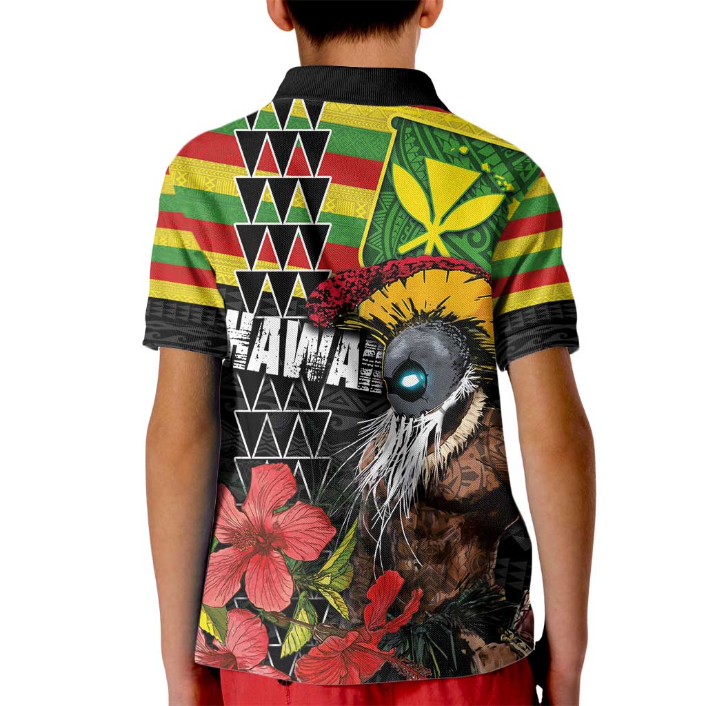 Kanaka Maoli Ikaika Warrior Kid Polo Shirt Hibiscus Kakau Art and Tapa Tribal Pattern LT03 - Polynesian Pride