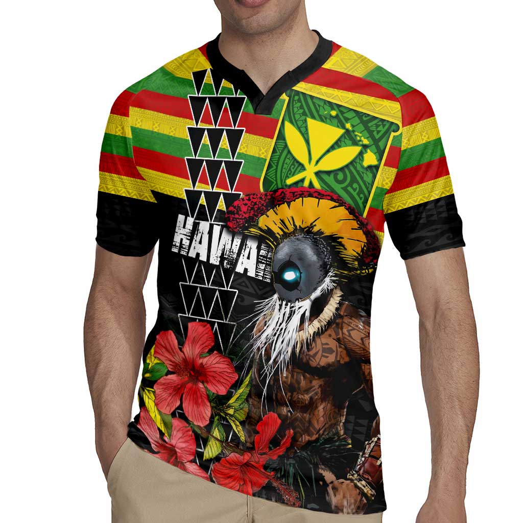 Kanaka Maoli Ikaika Warrior Rugby Jersey Hibiscus Kakau Art and Tapa Tribal Pattern LT03 - Polynesian Pride