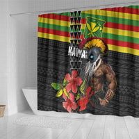 Kanaka Maoli Ikaika Warrior Shower Curtain Hibiscus Kakau Art and Tapa Tribal Pattern LT03 - Polynesian Pride