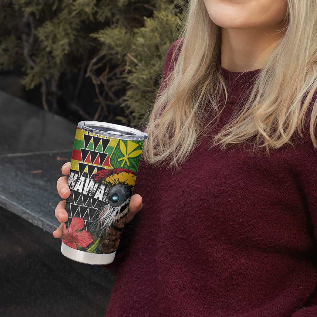 Kanaka Maoli Ikaika Warrior Tumbler Cup Hibiscus Kakau Art and Tapa Tribal Pattern LT03 - Polynesian Pride