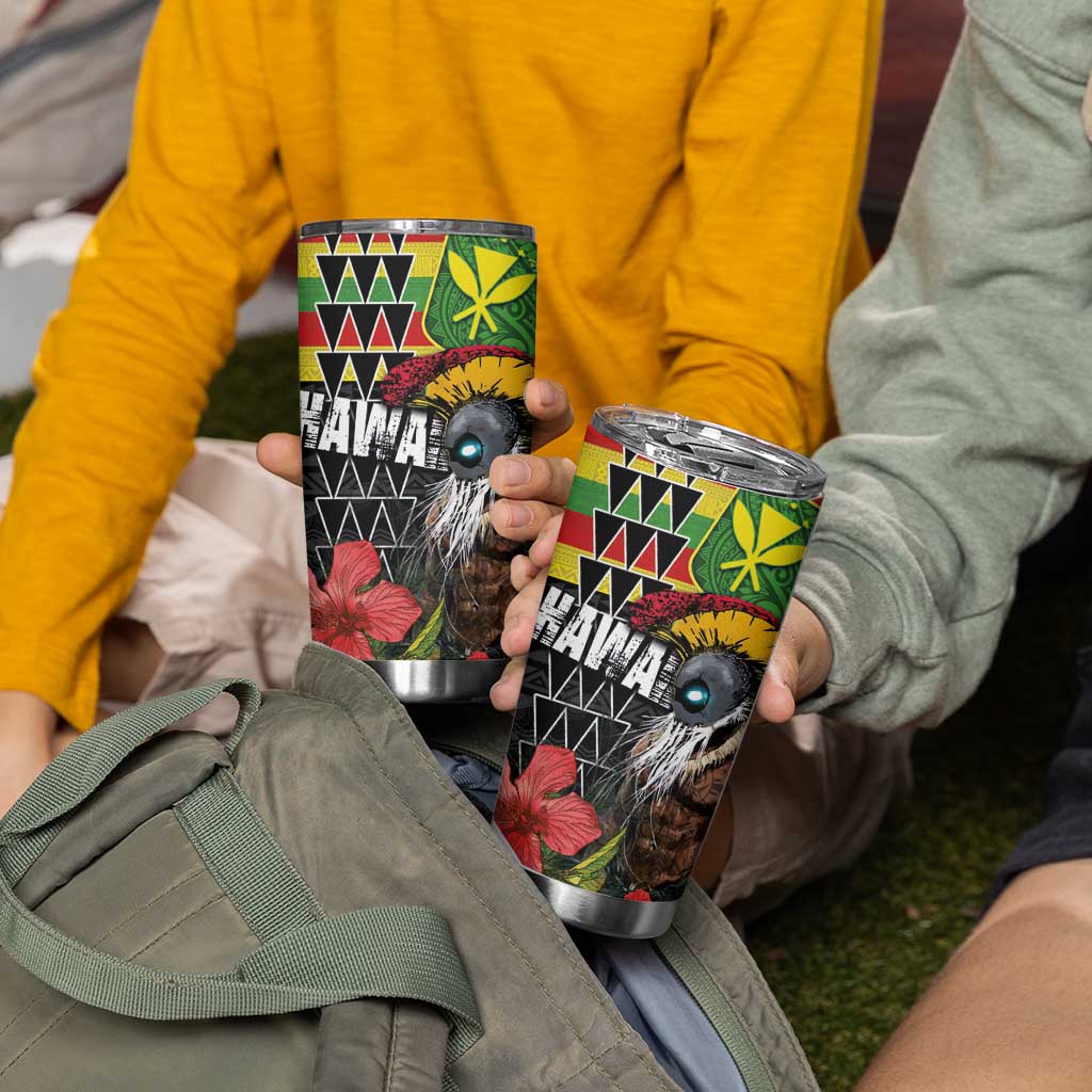 Kanaka Maoli Ikaika Warrior Tumbler Cup Hibiscus Kakau Art and Tapa Tribal Pattern LT03 - Polynesian Pride