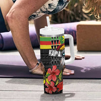 Kanaka Maoli Ikaika Warrior Tumbler With Handle Hibiscus Kakau Art and Tapa Tribal Pattern LT03 - Polynesian Pride