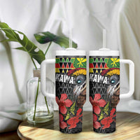 Kanaka Maoli Ikaika Warrior Tumbler With Handle Hibiscus Kakau Art and Tapa Tribal Pattern LT03 - Polynesian Pride