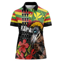 Kanaka Maoli Ikaika Warrior Women Polo Shirt Hibiscus Kakau Art and Tapa Tribal Pattern