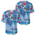 Hawaiian Waves Whale Baseball Jersey Kakau Art and Tropical Red Hibiscus Flowers