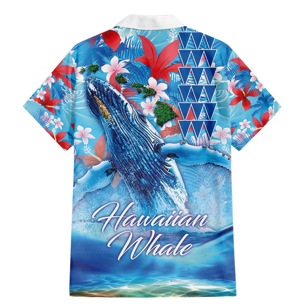 Hawaiian Waves Whale Family Matching Mermaid Dress and Hawaiian Shirt Kakau Art and Tropical Red Hibiscus Flowers