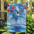 Hawaiian Waves Whale Garden Flag Kakau Art and Tropical Red Hibiscus Flowers