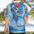 Hawaiian Waves Whale Hawaiian Shirt Kakau Art and Tropical Red Hibiscus Flowers