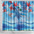 Hawaiian Waves Whale Shower Curtain Kakau Art and Tropical Red Hibiscus Flowers