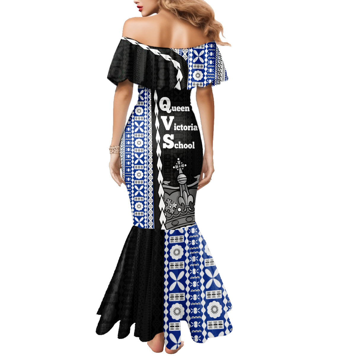 Fiji Queen Victoria School Family Matching Mermaid Dress and Hawaiian Shirt Tapa and Polynesian Tribal Pattern Half Style LT03 - Polynesian Pride