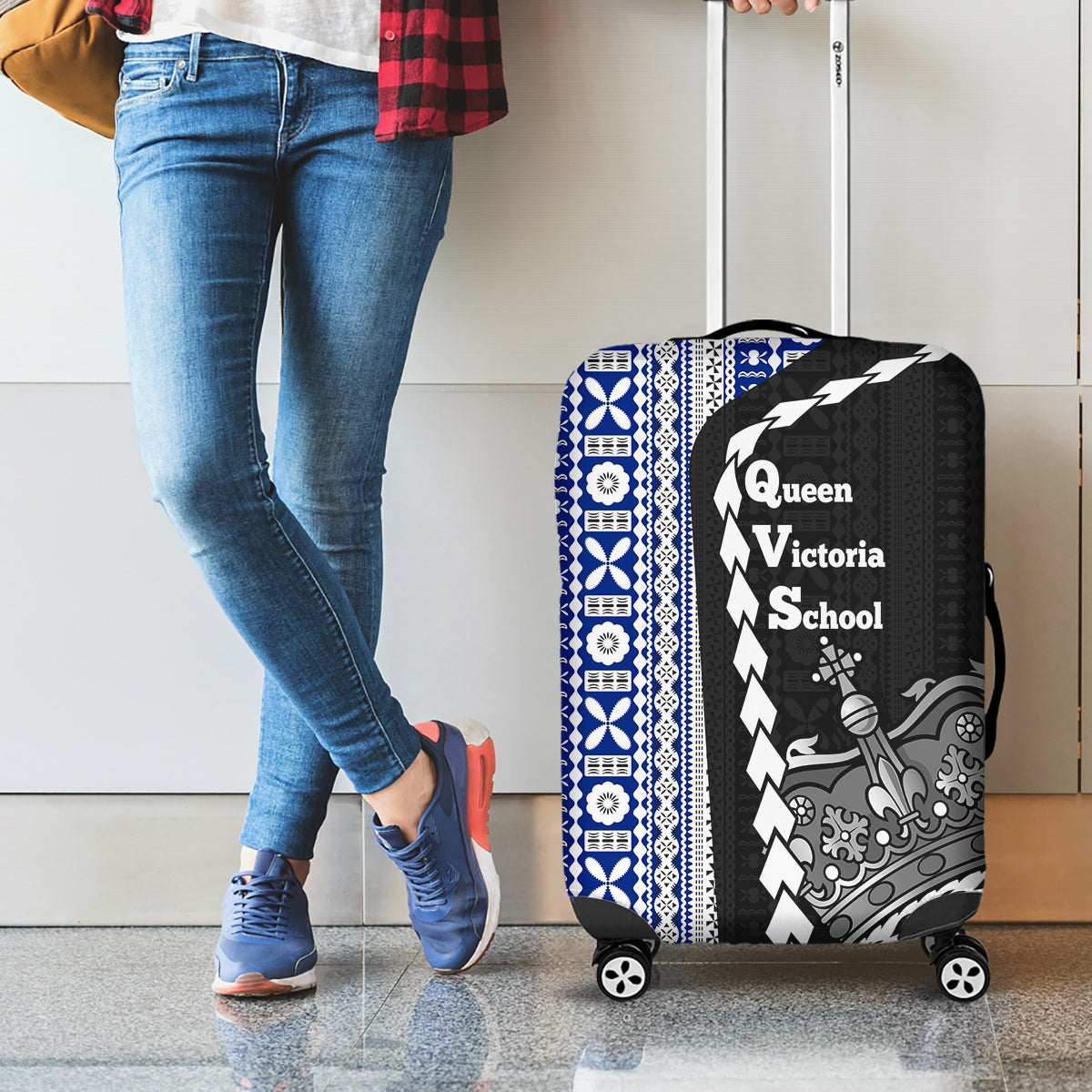 Fiji Queen Victoria School Luggage Cover Tapa and Polynesian Tribal Pattern Half Style LT03 - Polynesian Pride
