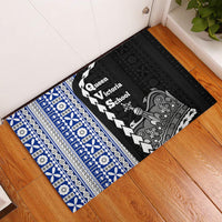 Fiji Queen Victoria School Rubber Doormat Tapa and Polynesian Tribal Pattern Half Style LT03 Black - Polynesian Pride