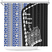 Fiji Queen Victoria School Shower Curtain Tapa and Polynesian Tribal Pattern Half Style LT03 Black - Polynesian Pride