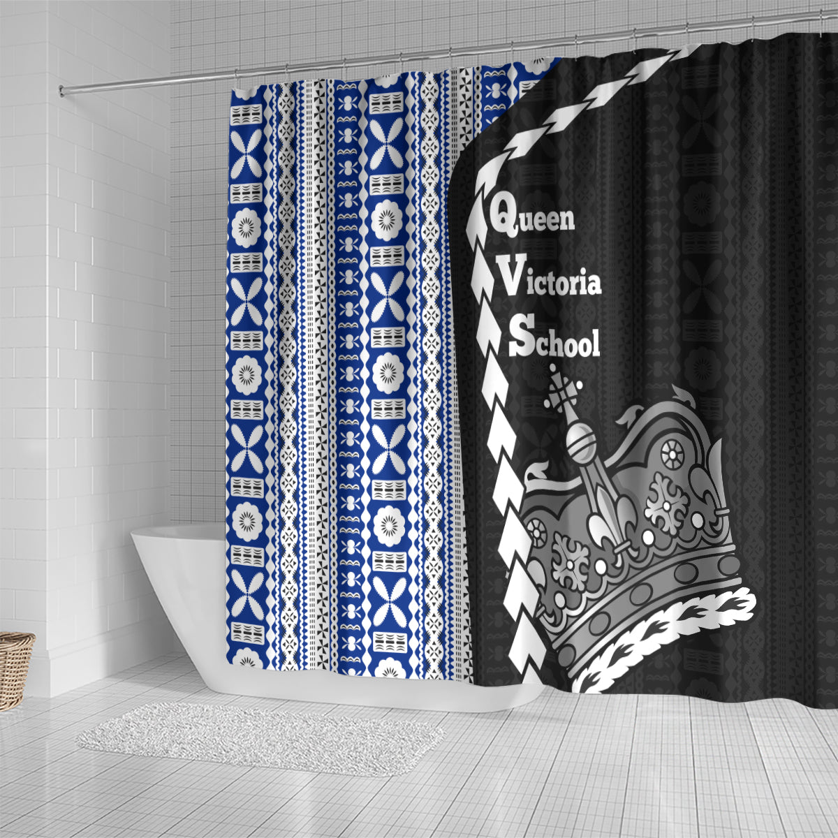 Fiji Queen Victoria School Shower Curtain Tapa and Polynesian Tribal Pattern Half Style LT03 - Polynesian Pride