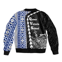 Fiji Queen Victoria School Sleeve Zip Bomber Jacket Tapa and Polynesian Tribal Pattern Half Style LT03 - Polynesian Pride