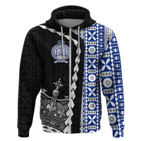 Fiji Queen Victoria School Zip Hoodie Tapa and Polynesian Tribal Pattern Half Style LT03 Zip Hoodie Black - Polynesian Pride