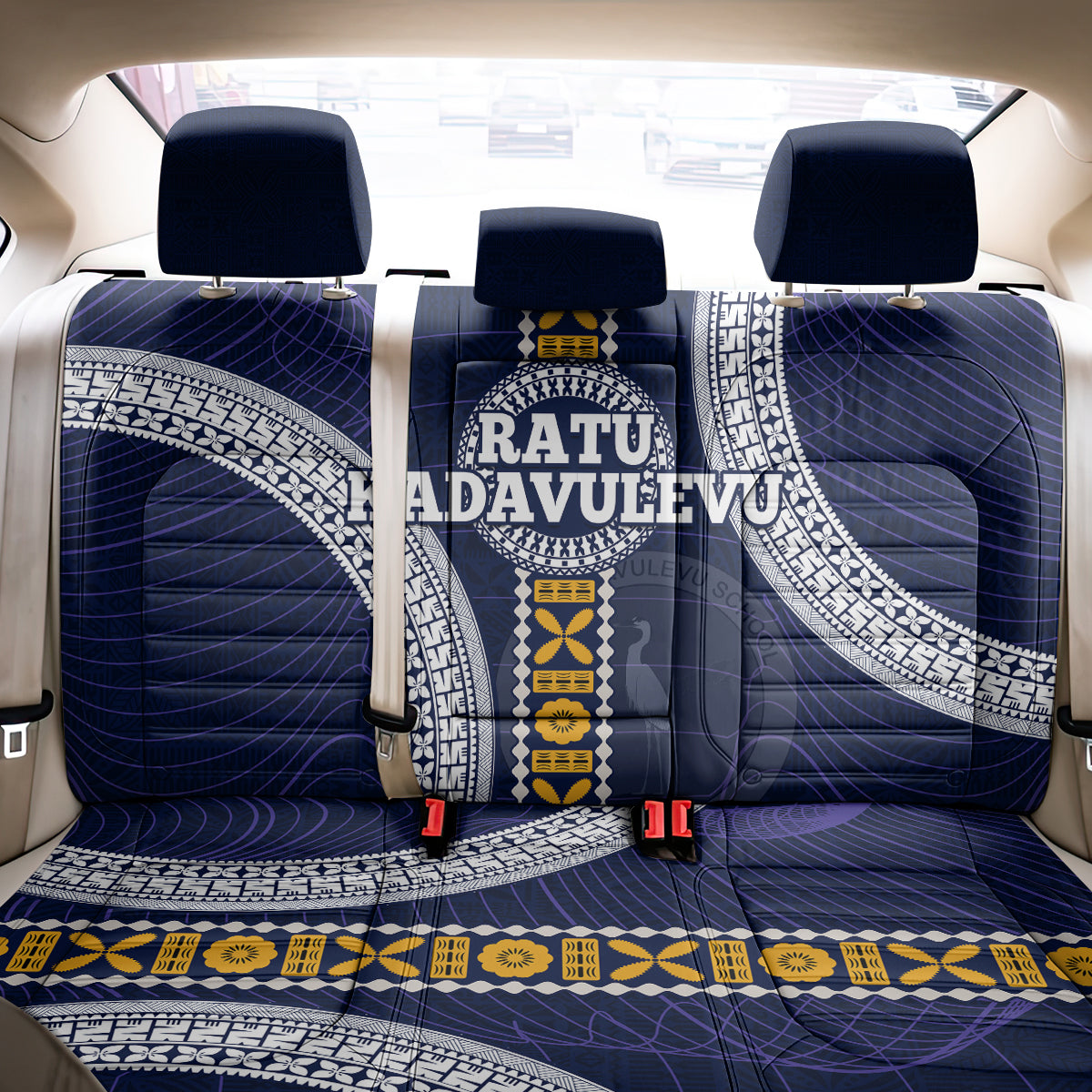Fiji Ratu Kadavulevu School Back Car Seat Cover Tapa and Polynesian Tribal Pattern LT03