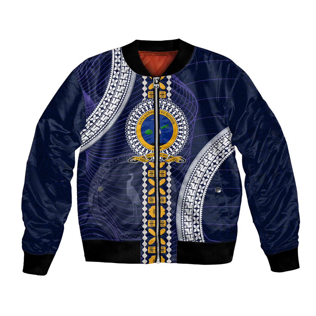 Fiji Ratu Kadavulevu School Bomber Jacket Tapa and Polynesian Tribal Pattern LT03 Unisex Blue - Polynesian Pride