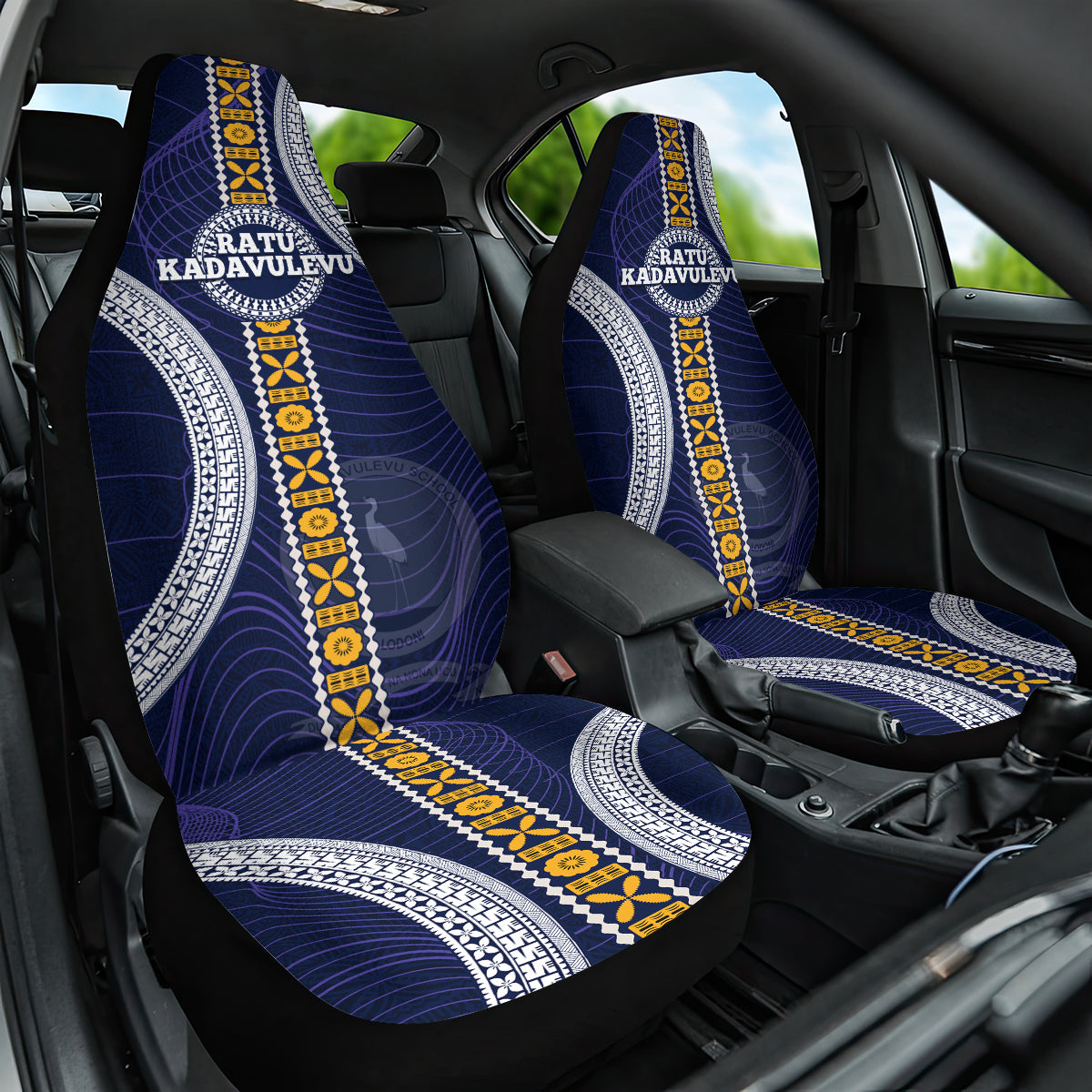 Fiji Ratu Kadavulevu School Car Seat Cover Tapa and Polynesian Tribal Pattern LT03 One Size Blue - Polynesian Pride