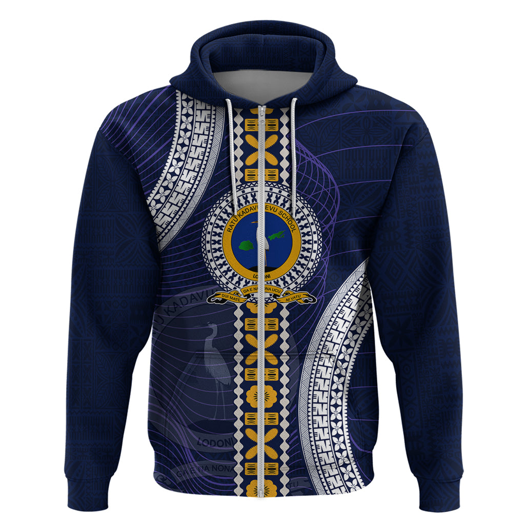 Fiji Ratu Kadavulevu School Hoodie Tapa and Polynesian Tribal Pattern LT03 Zip Hoodie Blue - Polynesian Pride