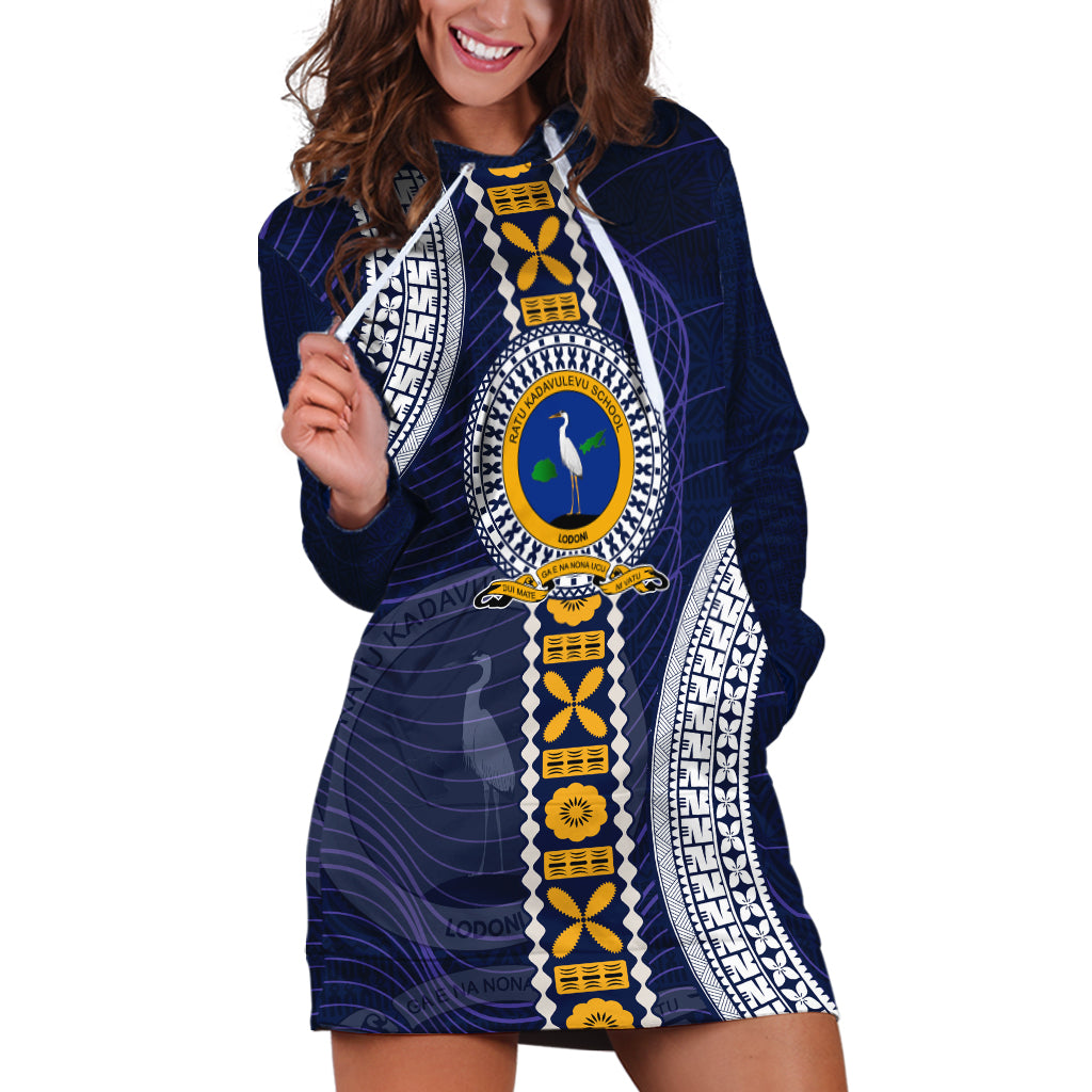 Fiji Ratu Kadavulevu School Hoodie Dress Tapa and Polynesian Tribal Pattern LT03 Blue - Polynesian Pride