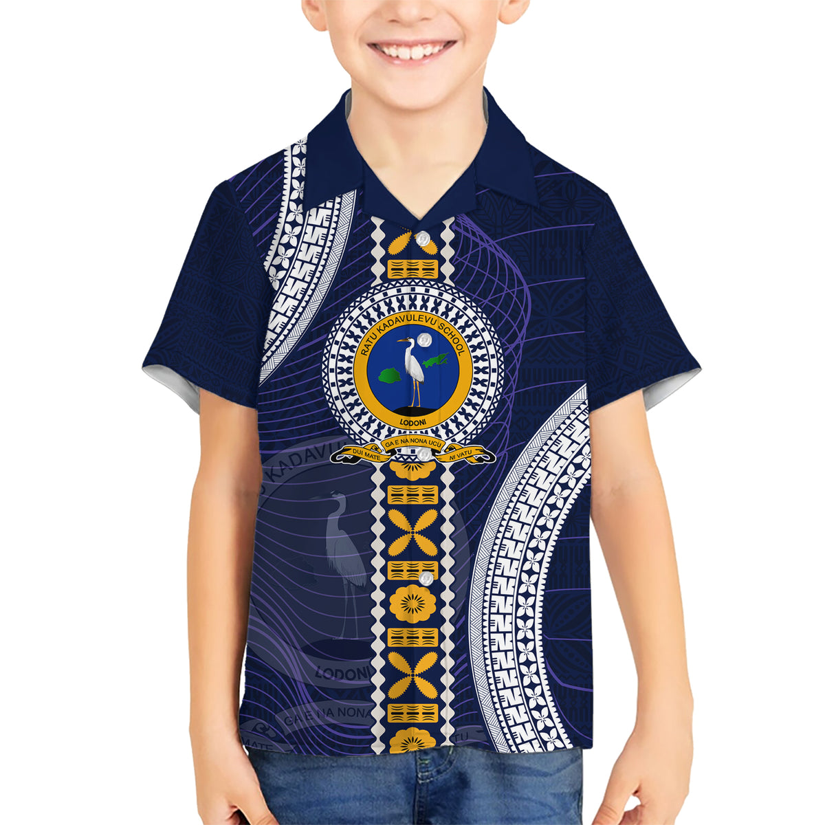 Fiji Ratu Kadavulevu School Kid Hawaiian Shirt Tapa and Polynesian Tribal Pattern LT03 Kid Blue - Polynesian Pride