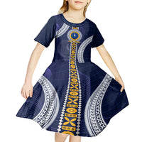 Fiji Ratu Kadavulevu School Kid Short Sleeve Dress Tapa and Polynesian Tribal Pattern LT03 - Polynesian Pride
