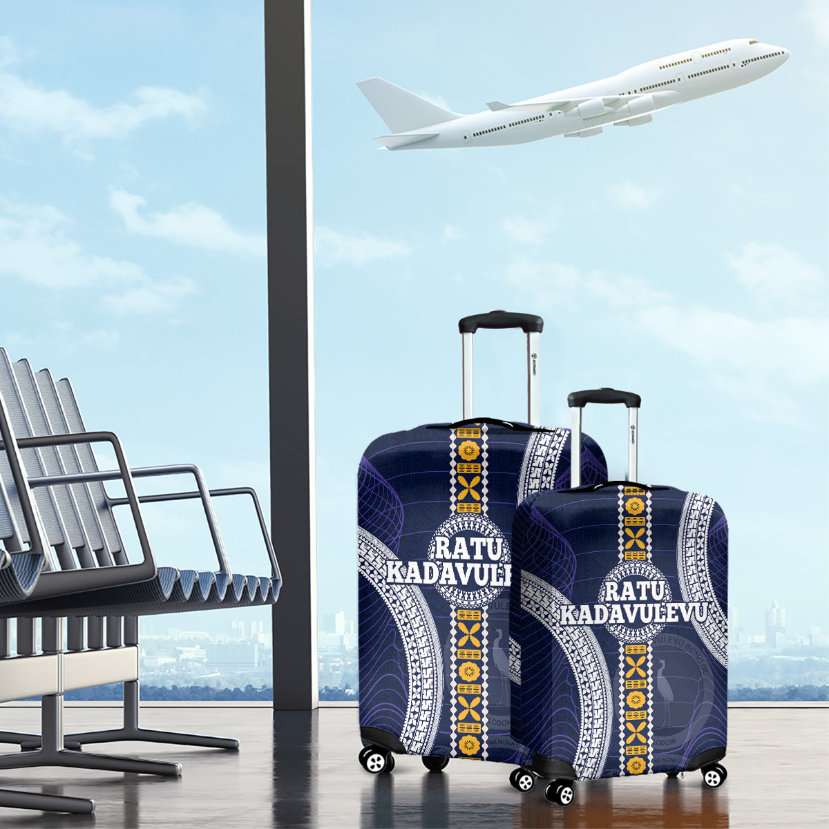 Fiji Ratu Kadavulevu School Luggage Cover Tapa and Polynesian Tribal Pattern LT03 - Polynesian Pride