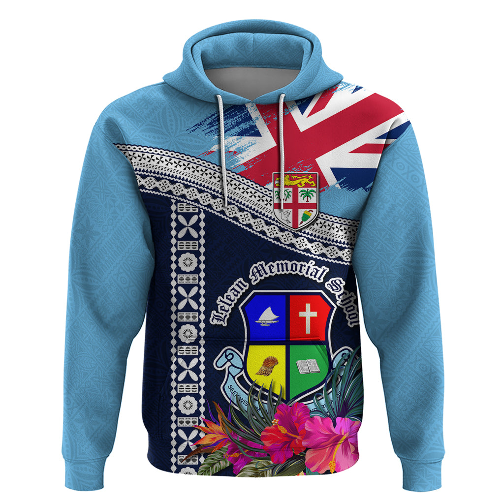 Fiji Lelean Memorial School Zip Hoodie Tapa and Polynesian Tribal Pattern LT03 Pullover Hoodie Blue - Polynesian Pride