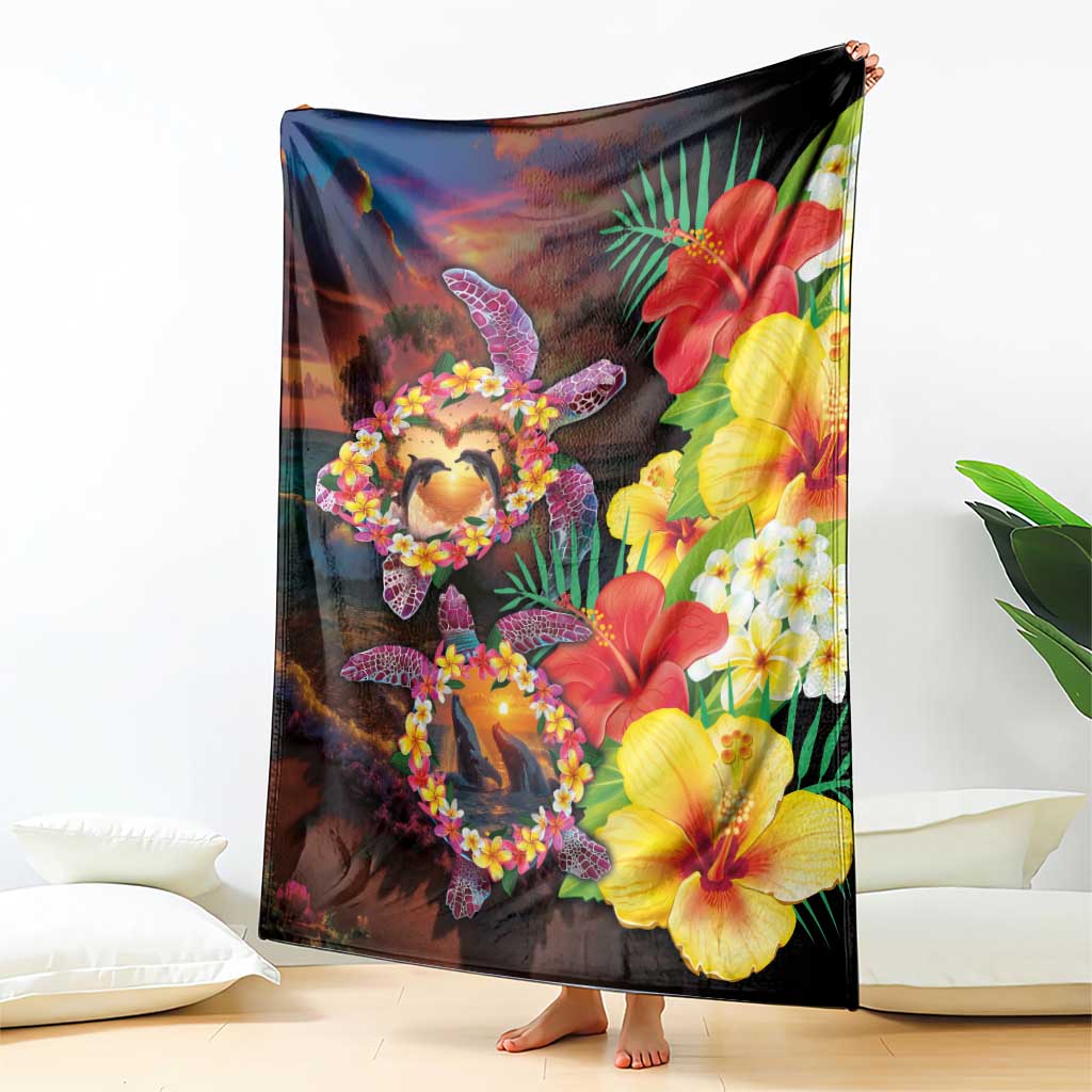 Hawaiian Sea Animals Love Couple Blanket Aloha Sunset Symphony LT03 - Polynesian Pride