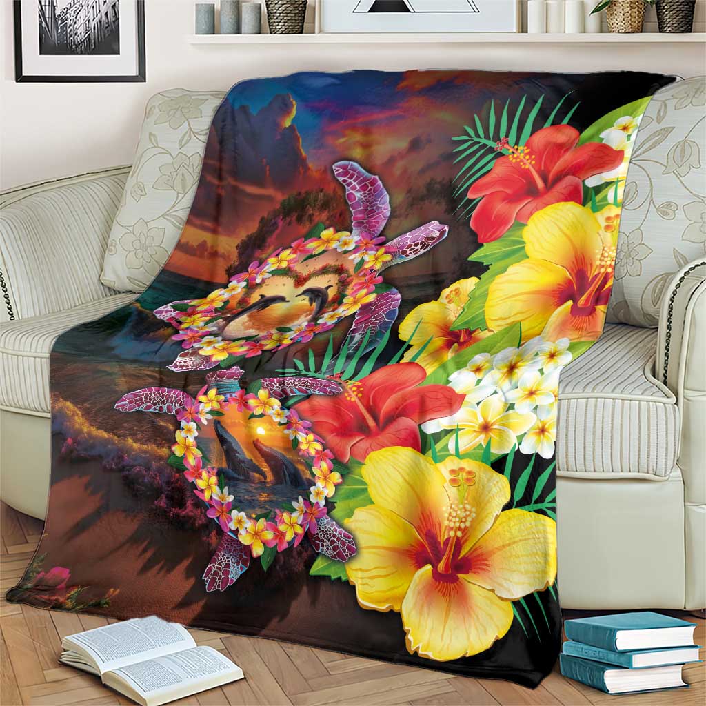 Hawaiian Sea Animals Love Couple Blanket Aloha Sunset Symphony LT03 - Polynesian Pride