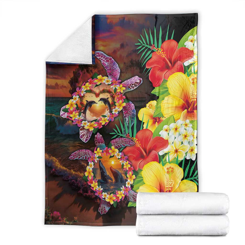 Hawaiian Sea Animals Love Couple Blanket Aloha Sunset Symphony LT03 - Polynesian Pride