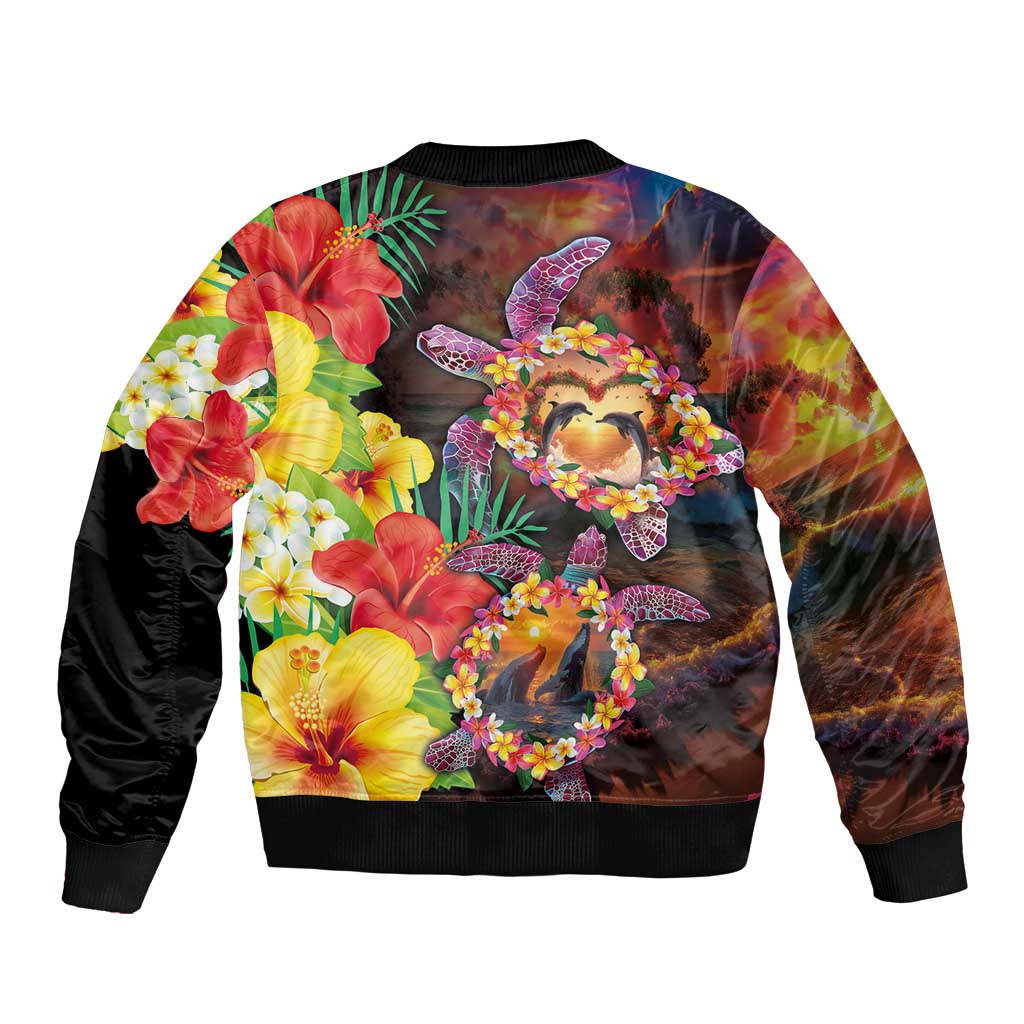 Hawaiian Sea Animals Love Couple Bomber Jacket Aloha Sunset Symphony