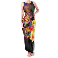 Hawaiian Sea Animals Love Couple Family Matching Tank Maxi Dress and Hawaiian Shirt Aloha Sunset Symphony