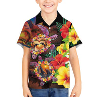 Hawaiian Sea Animals Love Couple Family Matching Tank Maxi Dress and Hawaiian Shirt Aloha Sunset Symphony