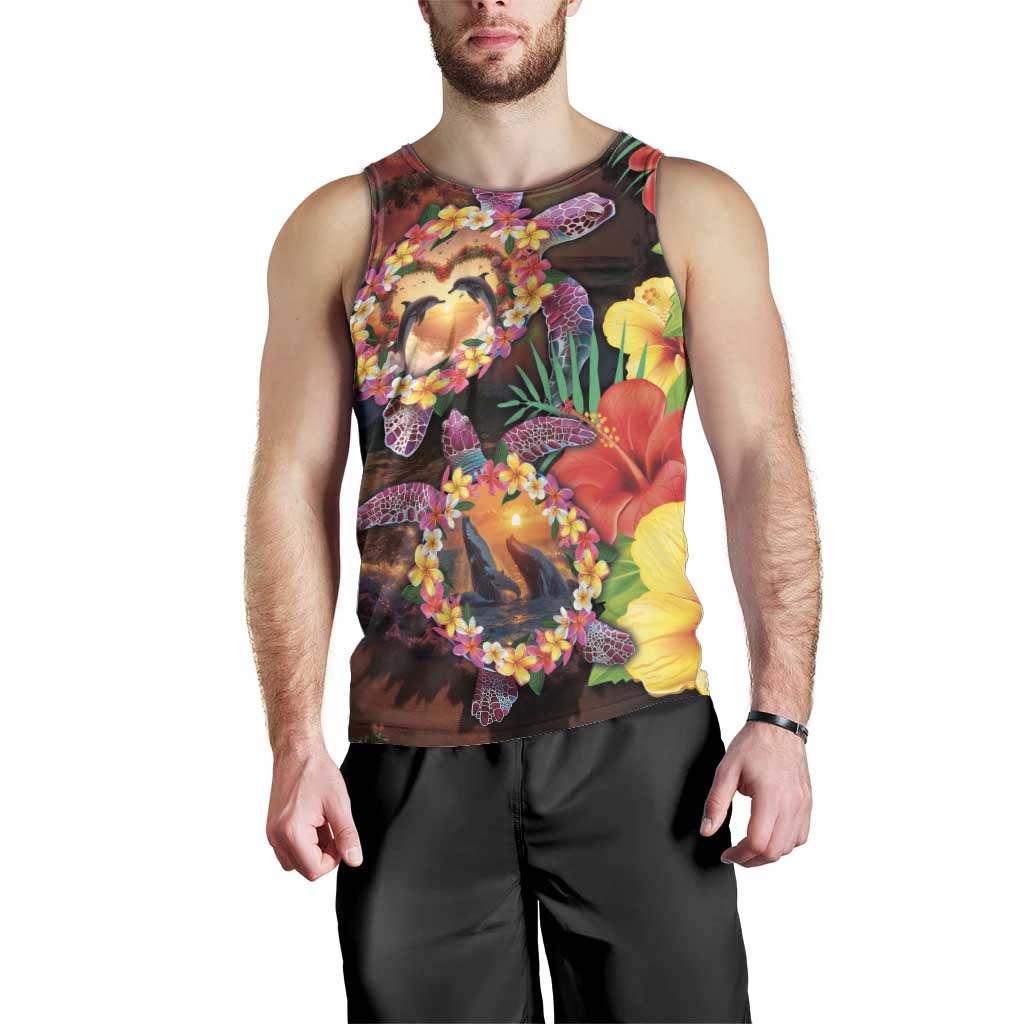 Hawaiian Sea Animals Love Couple Men Tank Top Aloha Sunset Symphony