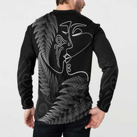 New Zealand Valentine's Day Button Sweatshirt Silver Fern and Line Art Love Couple LT03 - Polynesian Pride