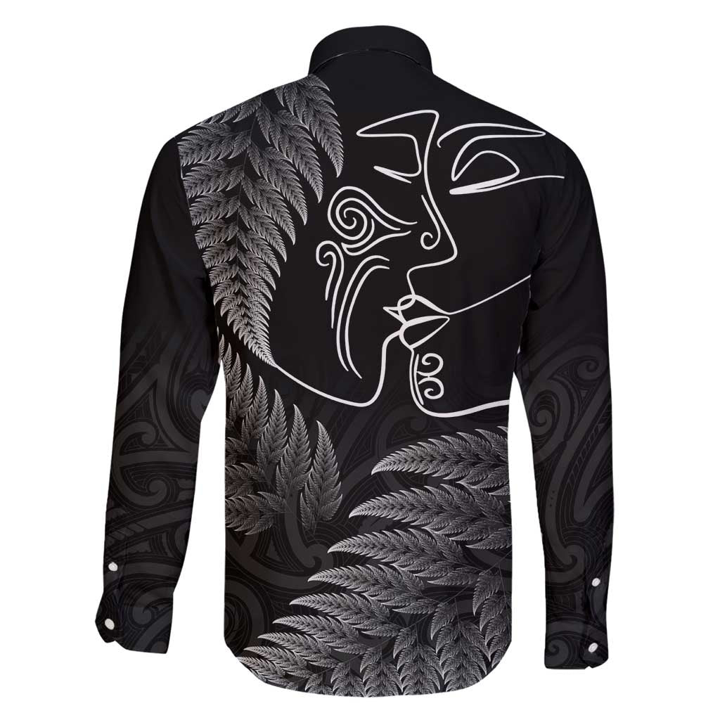New Zealand Valentine's Day Family Matching Summer Maxi Dress and Hawaiian Shirt Silver Fern and Line Art Love Couple LT03 - Polynesian Pride