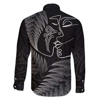 New Zealand Valentine's Day Family Matching Tank Maxi Dress and Hawaiian Shirt Silver Fern and Line Art Love Couple LT03 - Polynesian Pride